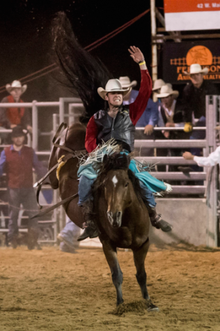 Trey Thomas competes in bare back riding.