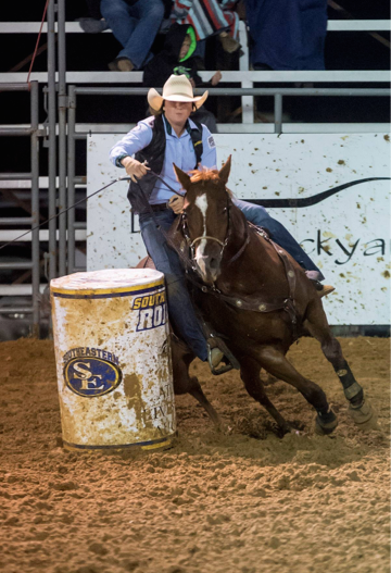 Shelby Whiting competes in barrel racing.