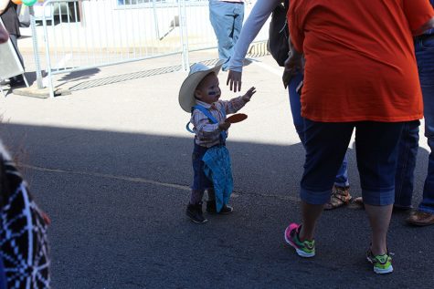Little boy dressed as cowboy won Third Place Winner of the 22nd Annual Pumpkin Festival costume contest in Paris, TX.