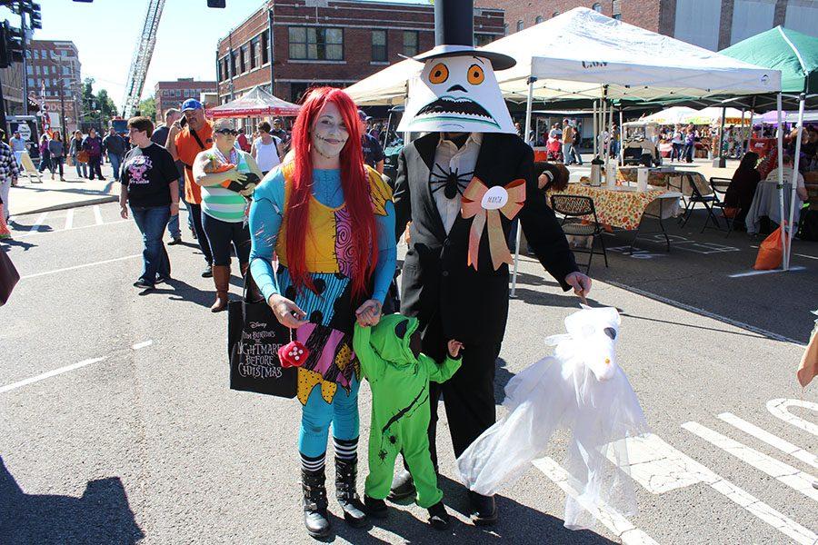 Family attended 22nd Annual Pumpkin Festival as characters from The Nightmare Before Christmas in Paris, TX.