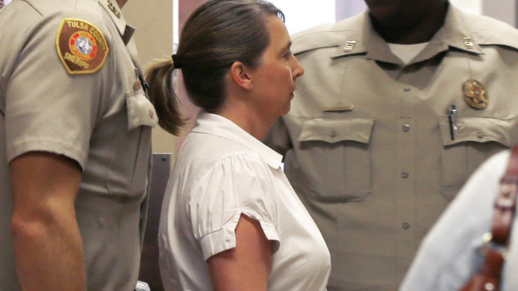 Tulsa officer Betty Shelby led from the Tulsa County Sheriffs Office into the courtroom Sept. 30. Photo courtesy of the Chicago Tribune. (Sue Ogrocki/AP) http://www.chicagotribune.com/news/nationworld/ct-tulsa-officer-betty-shelby-police-shooting-20161001-story.html