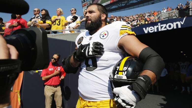 Ex-Army Ranger, Alejandro Villanueva was the only payer from the Steelers that came out of the tunnel for the National Anthem Sept. 24.