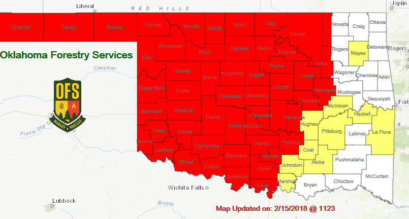 Tulsa+World+said%3A+As+of+Thursday%2C+Feb.+15%2C+Tulsa+County+and+more+than+50+other+Oklahoma+counties+are+under+a+governors+burn+ban+until+March+2+%28marked+in+red%29.+Other+eastern+counties+are+under+separate+county+bans+%28yellow%29.+Map+courtesy+of+Oklahoma+Forestry+Service.