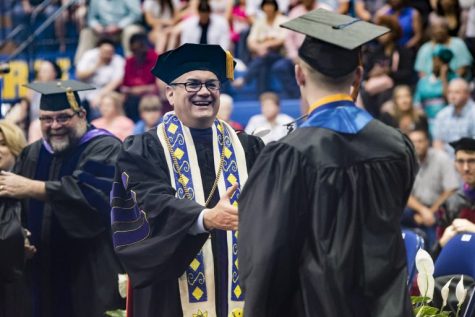 President Burrage at graduation ceremony.