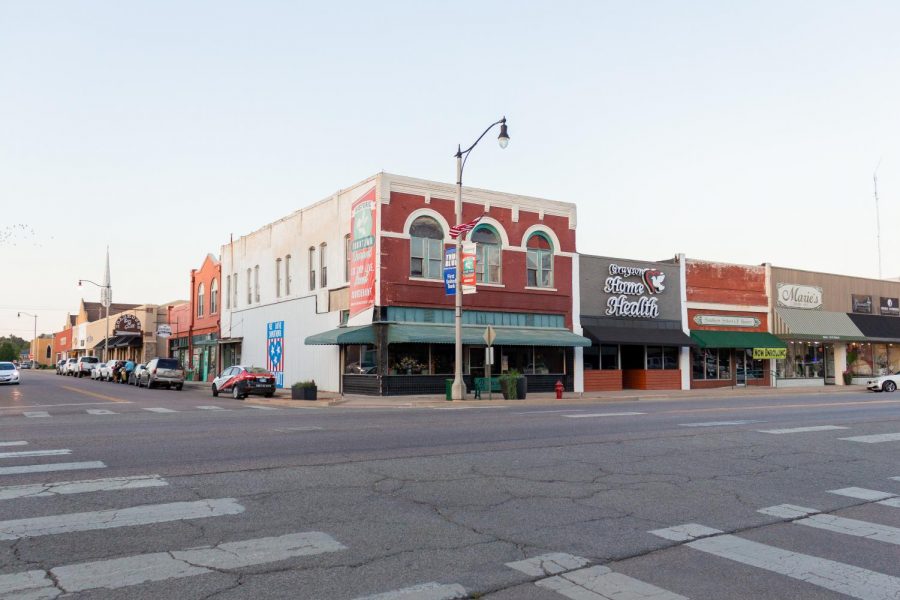 The view of Liridon's exciting purchase from across the street at Caked Up, another beloved downtown business.