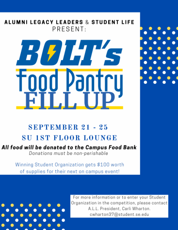 Student organizations will be competing in Bolt's Food Pantry Fill Up to win a $100 voucher for their next campus event.