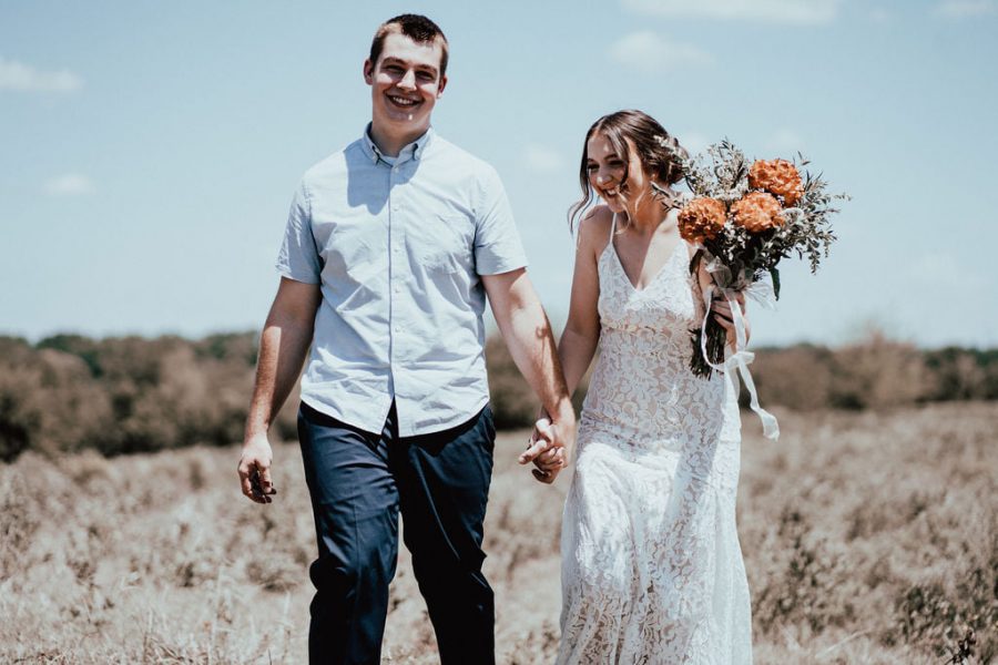 The newly wedded Ervins walk together to lead a Christ-centered life.