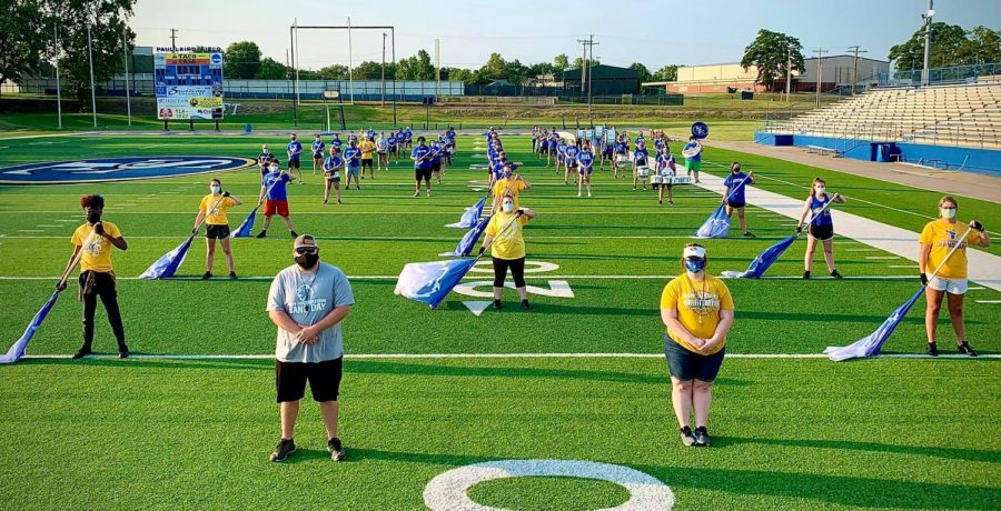 The Spirit of Southeastern Marching Band braved the heat with masks on and held their annual band camp in early August.