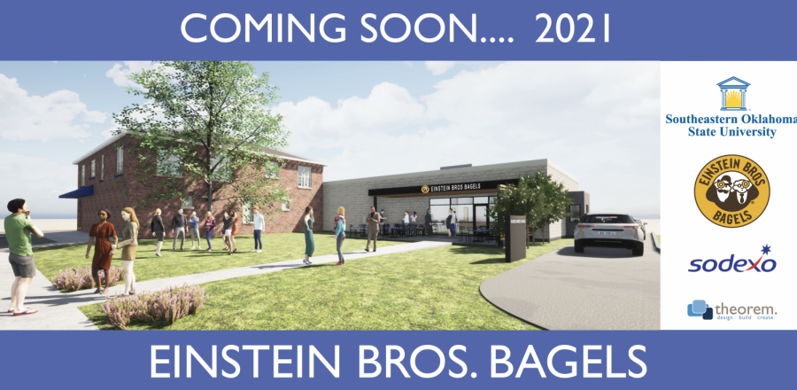 The first sneak peek of the highly anticipated Einstein Bros. Bagels shop which will be located beside the campus bookstore and feature a drive-thru.