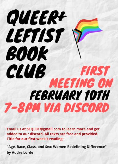 OLBC will be having its first meeting Wednesday, Feb. 10 from 7 p.m. to 8 p.m. Email seqlbc@gmail.com to be added to the Discord.