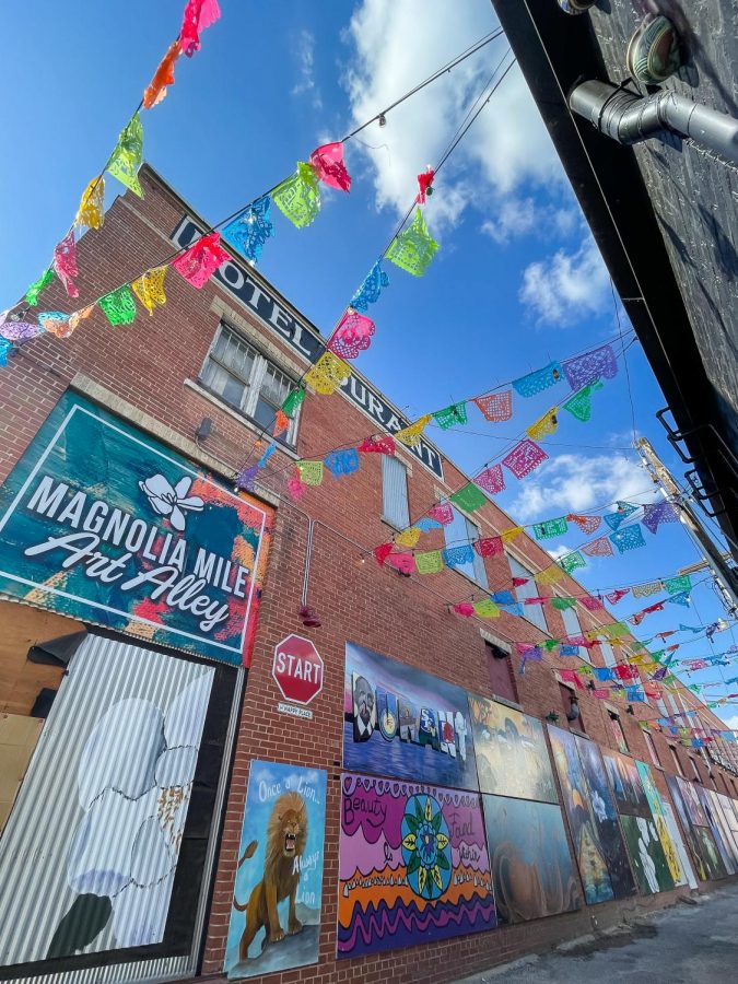 The Magnolia Mile Art Alley, located behind Craft Pies Pizza on West Main Street, offers visitors a world of color and imagination straight from the minds of local artists.