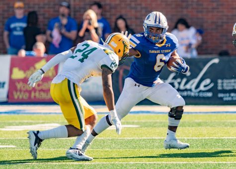 Kenneth Burks, then junior, with the ball during a 2018 game against Arkansas Tech. The Savage Storm will be starting their 2021 season on Sept. 2 by facing off with this same team.