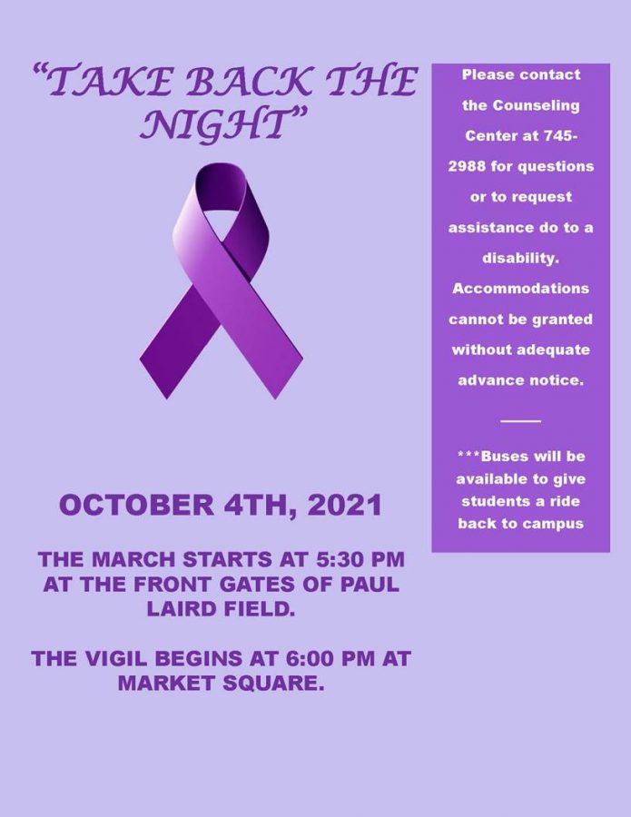 Take Back the Night on Oct. 4 and march to the Candlelight Vigil at Market Square.