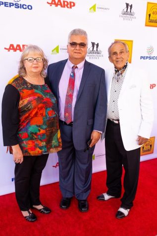 Lewanda Diaz, Dr. Rolando Diaz, and Pepe Serna are pictured on the red carpet at the 40th Anniversary Farm Workers Justice Awards at La Plaza de la Cultura in Los Angeles.
